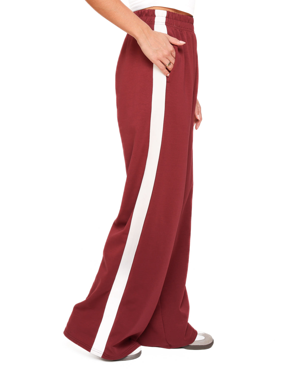 Burgundy Lange Streep - Broek