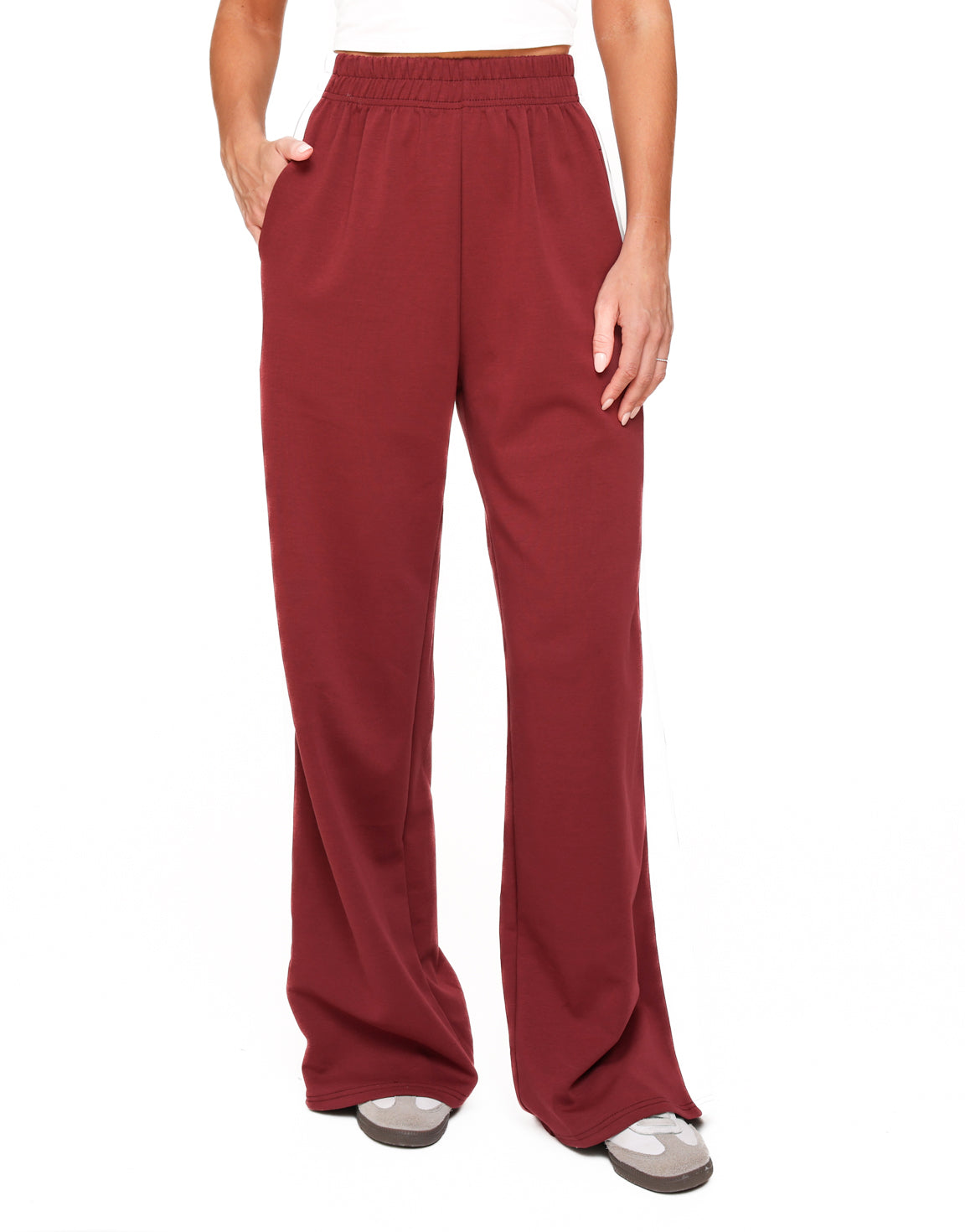 Burgundy Lange Streep - Broek