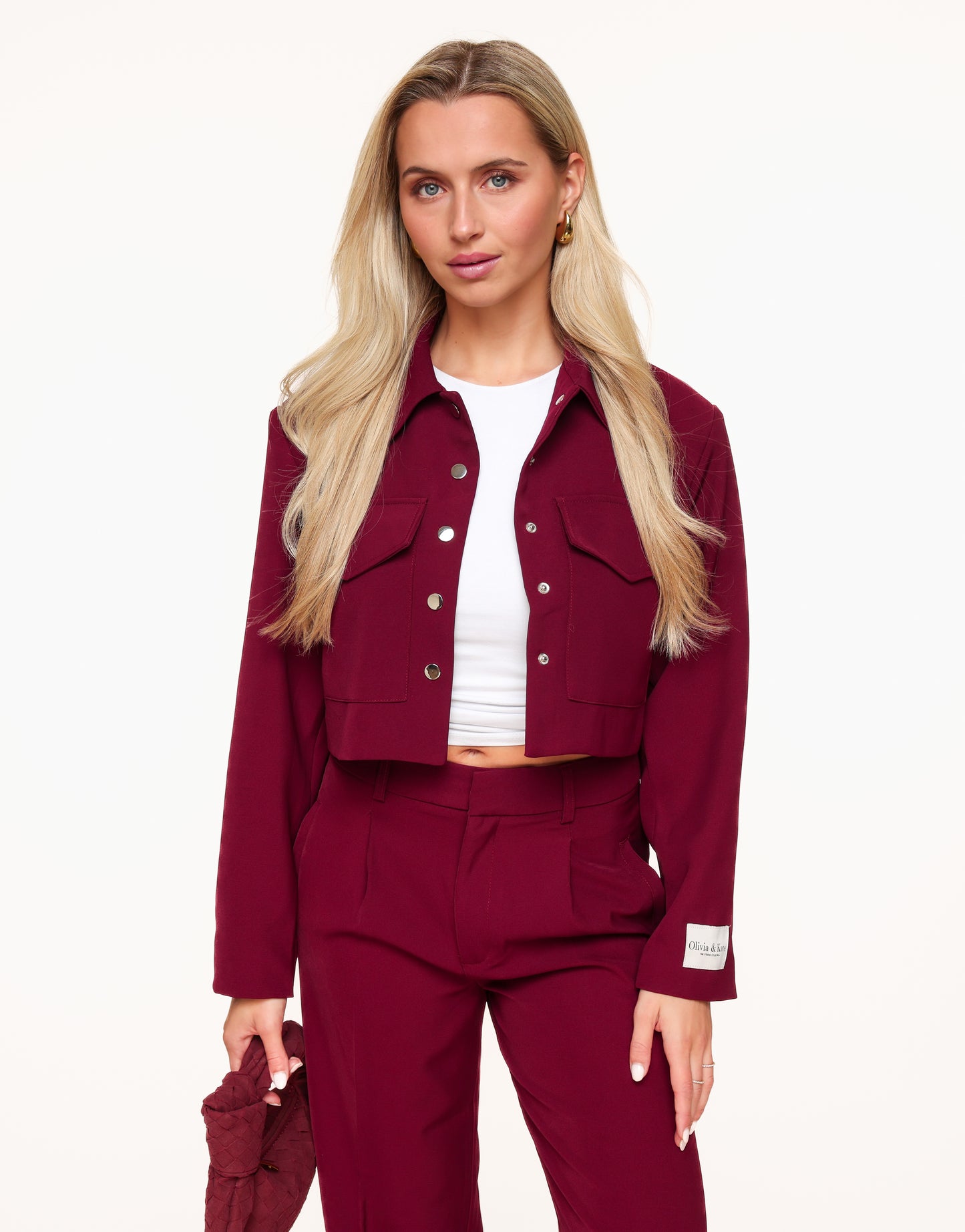 Burgundy Red STUDIO Cropped - Jacket