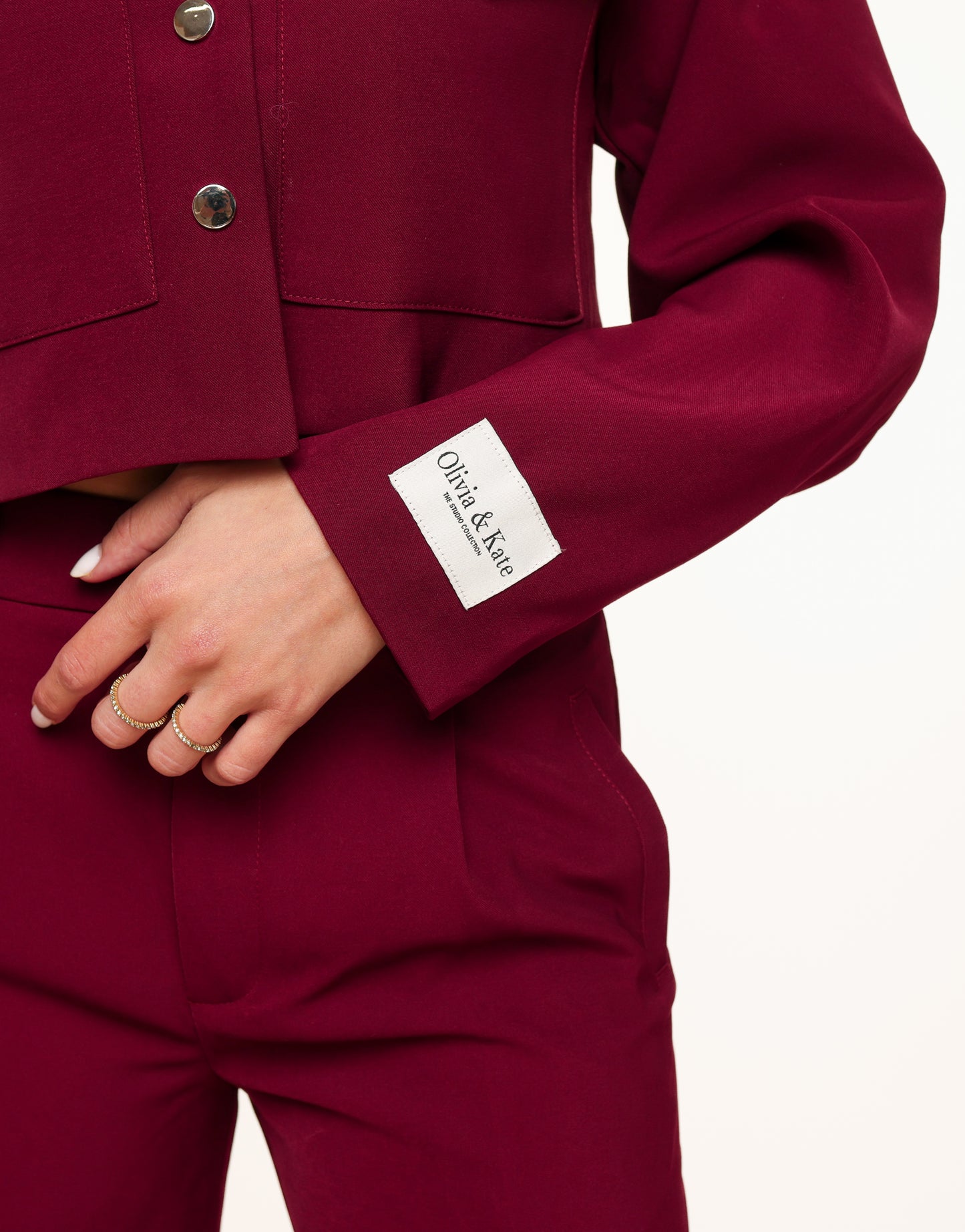 Burgundy Red STUDIO Cropped - Jacket