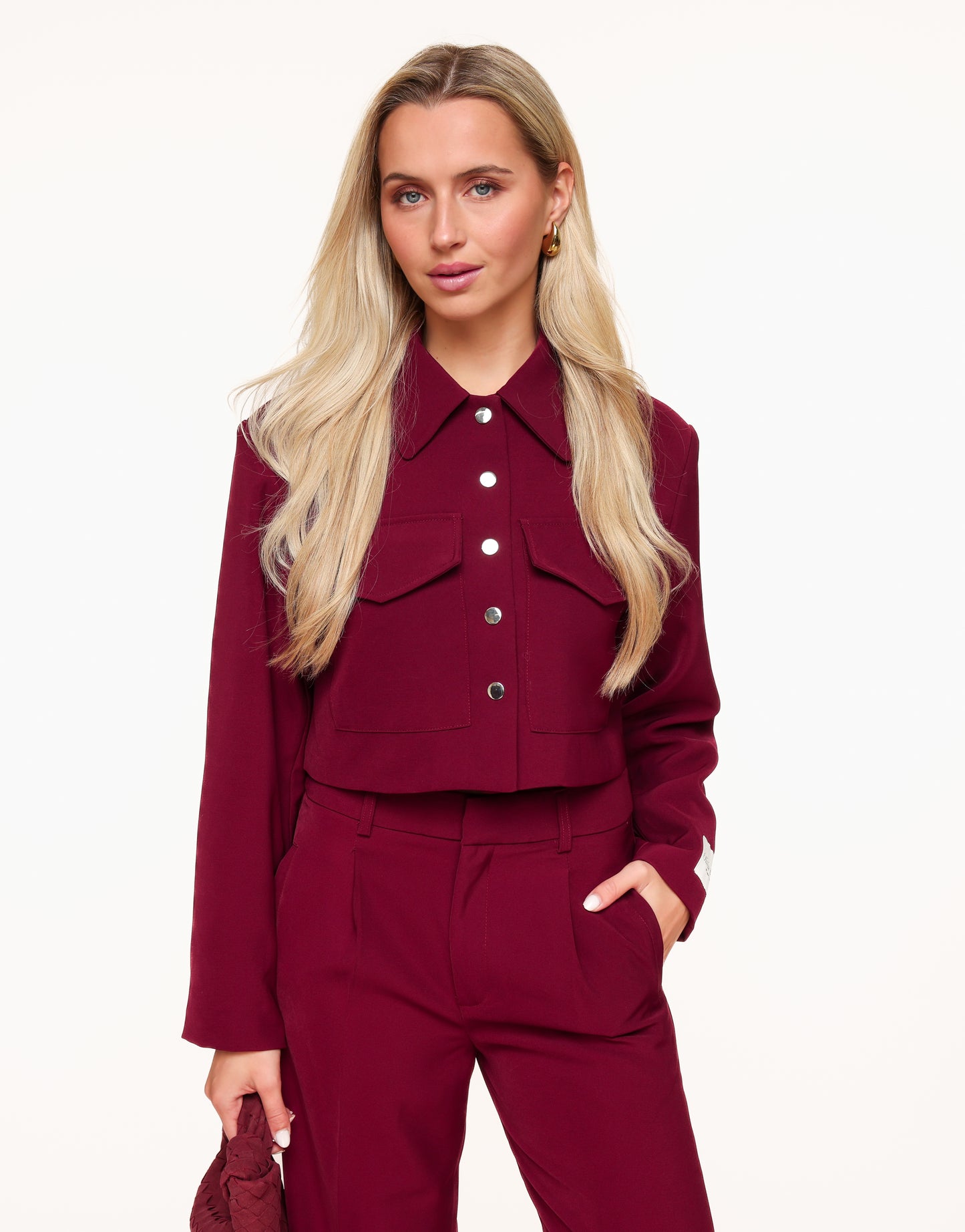 Burgundy Red STUDIO Cropped - Jacket