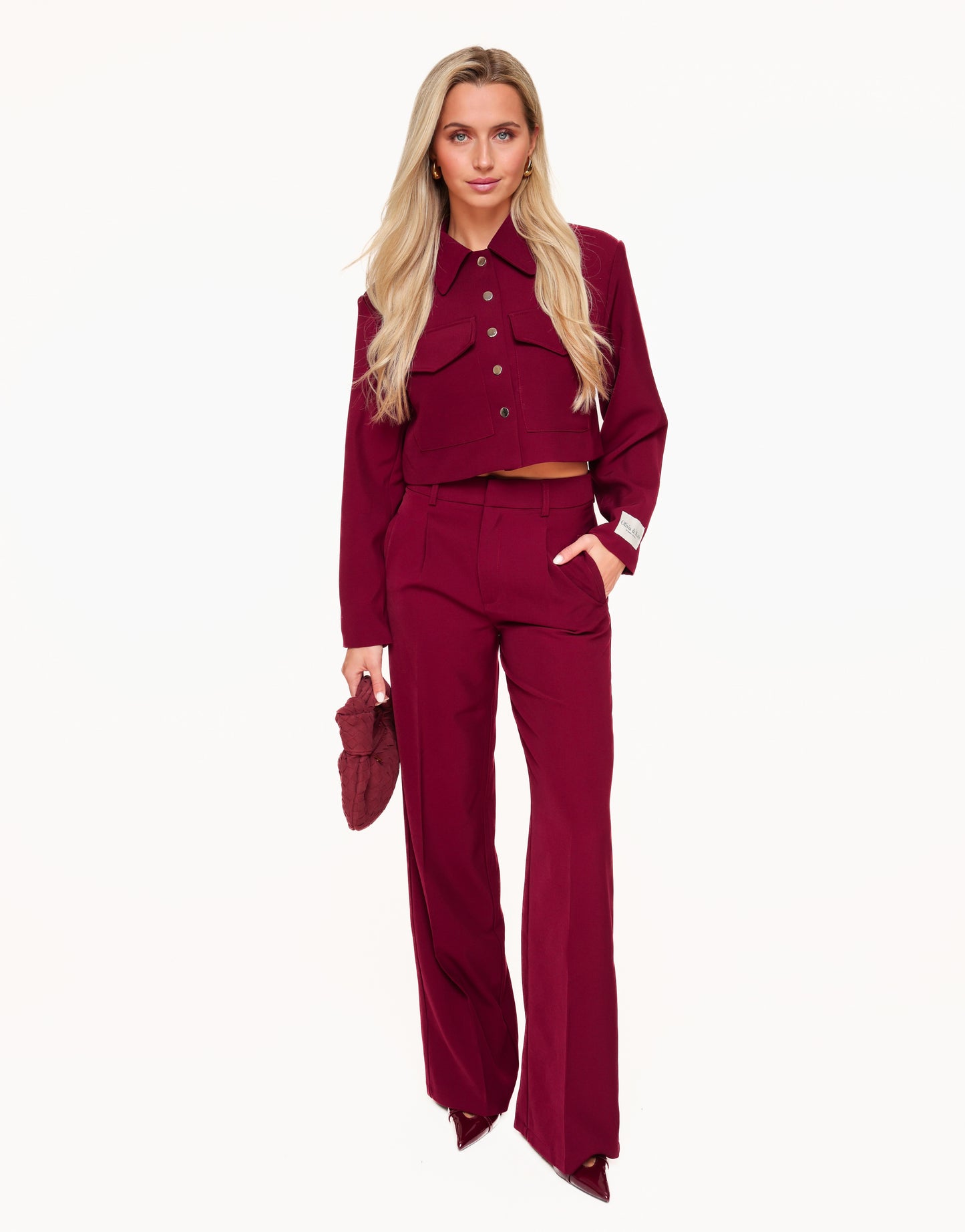 Burgundy Red STUDIO Cropped - Jacket