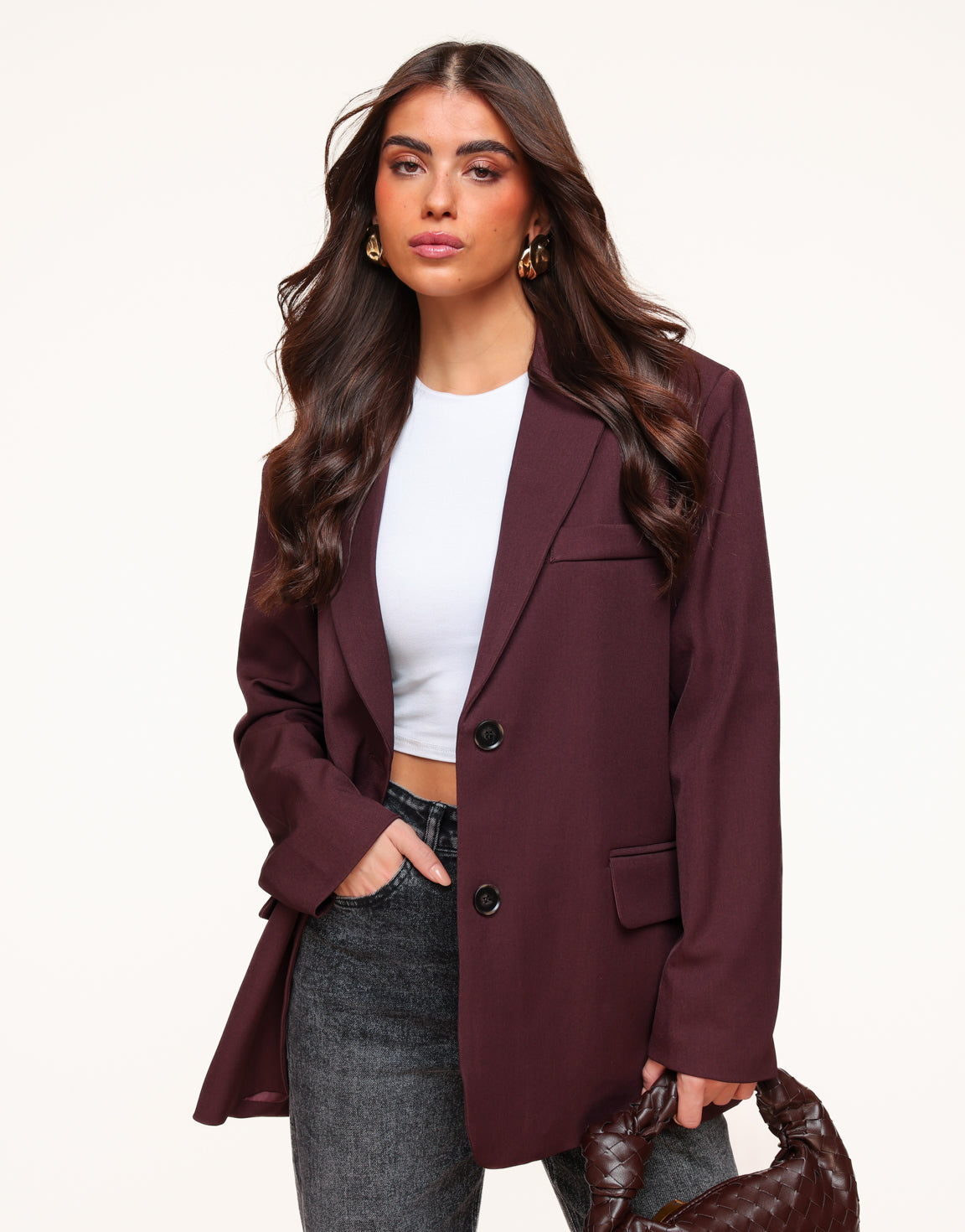 Burgundy Open Rug Oversized - Blazer