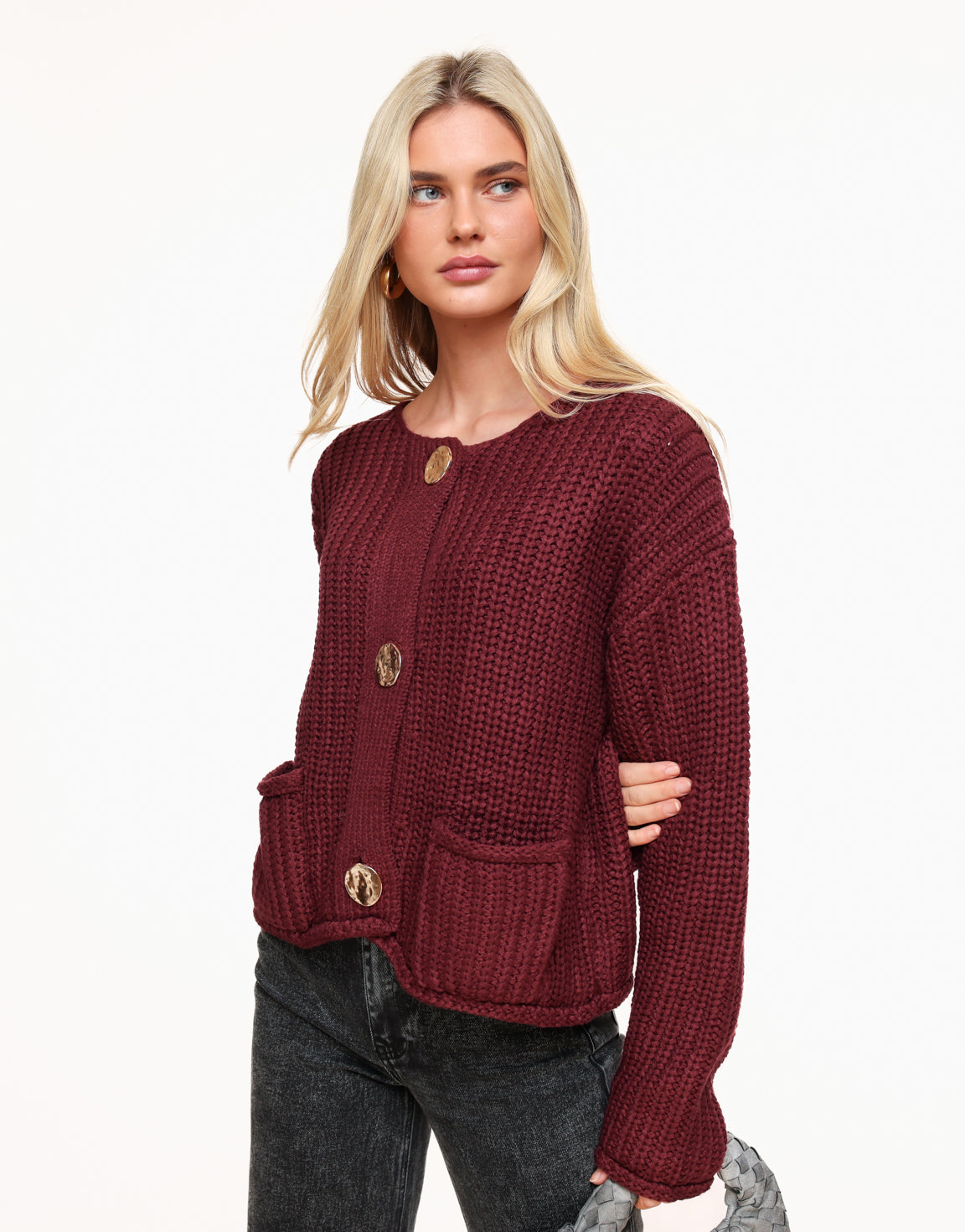 Burgundy Stevige Gebreide - Vest