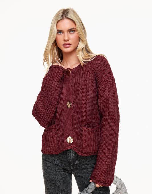 Burgundy Stevige Gebreide - Vest