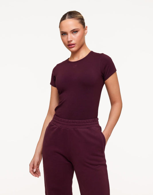KLEDING-BURGUNDY-TOP-BURGUNDY-JOGGING-BROEK