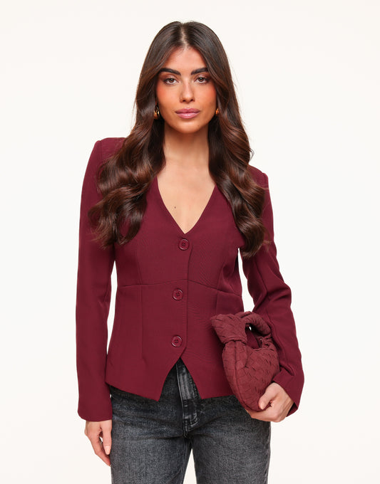 Red Blazer V-neck - Top