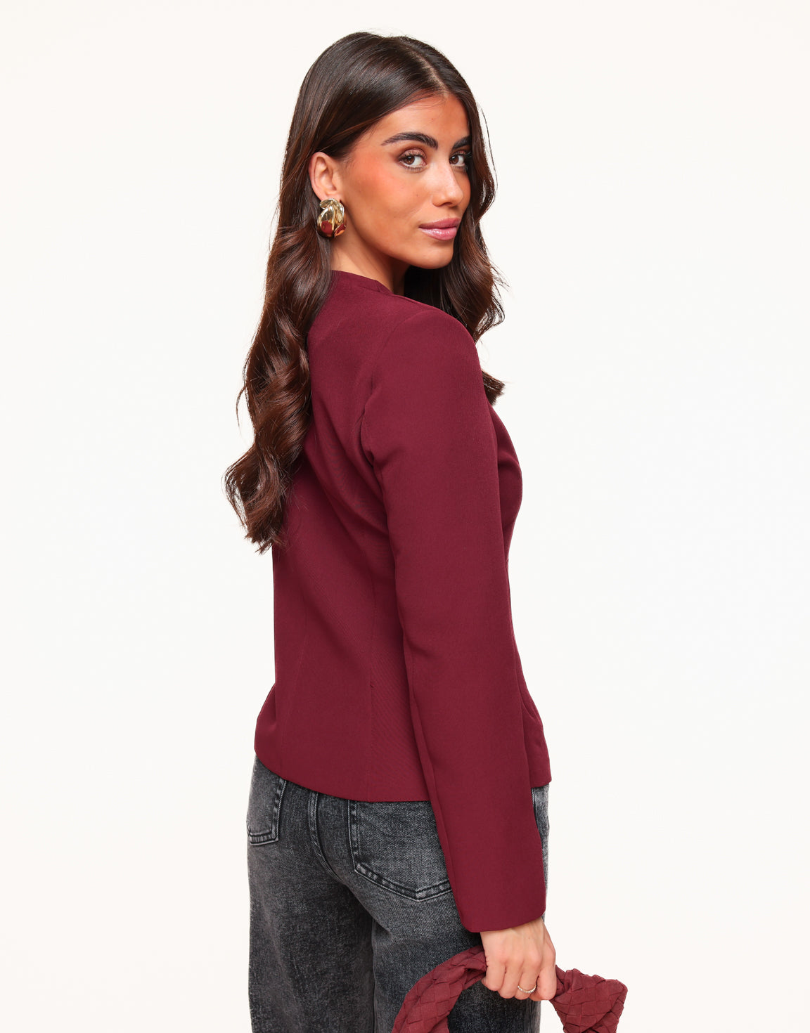 Red Blazer V-neck - Top