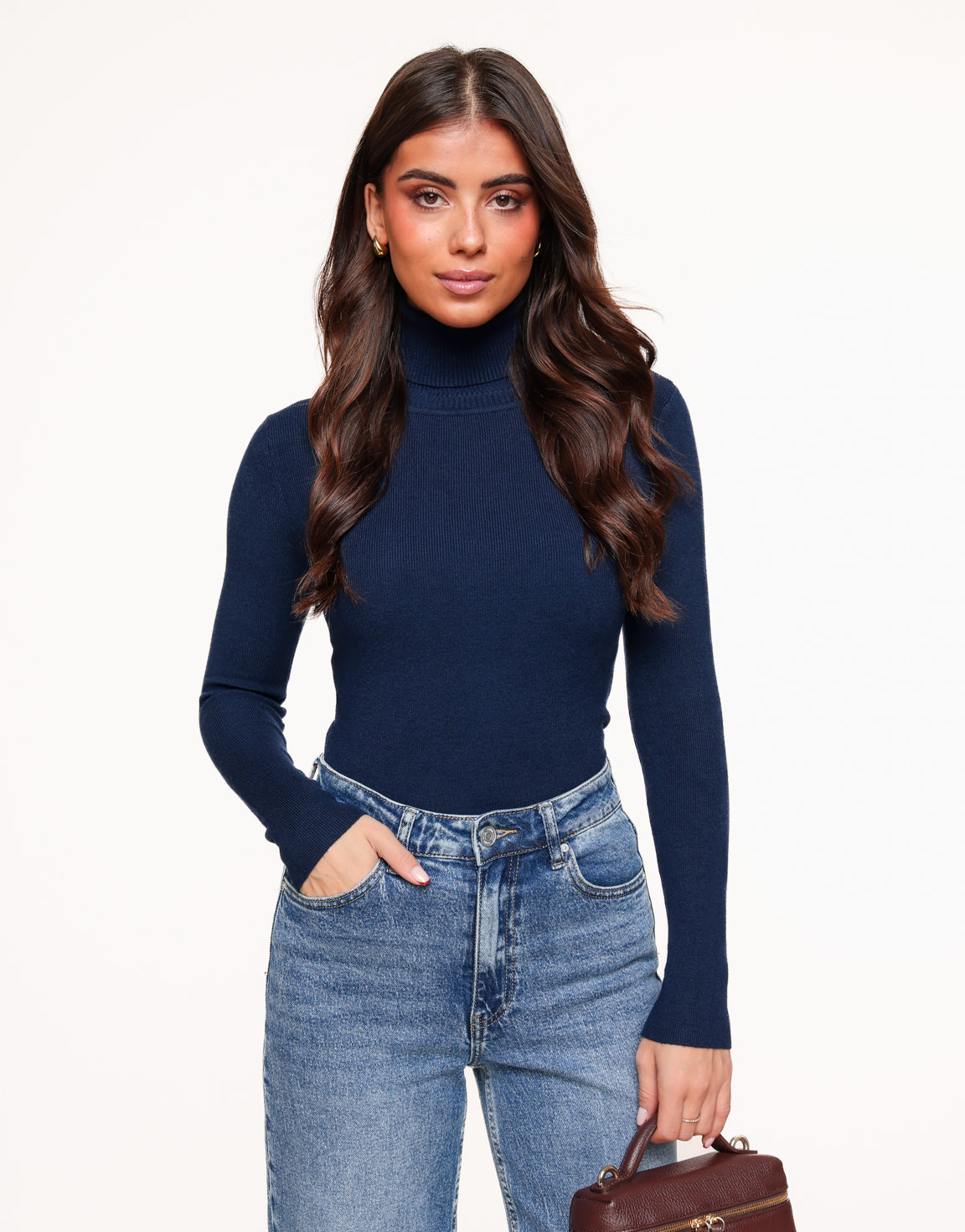 Navy Basic Col LS - Top