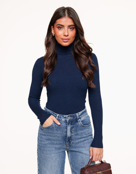 Navy Basic Col LS - Top