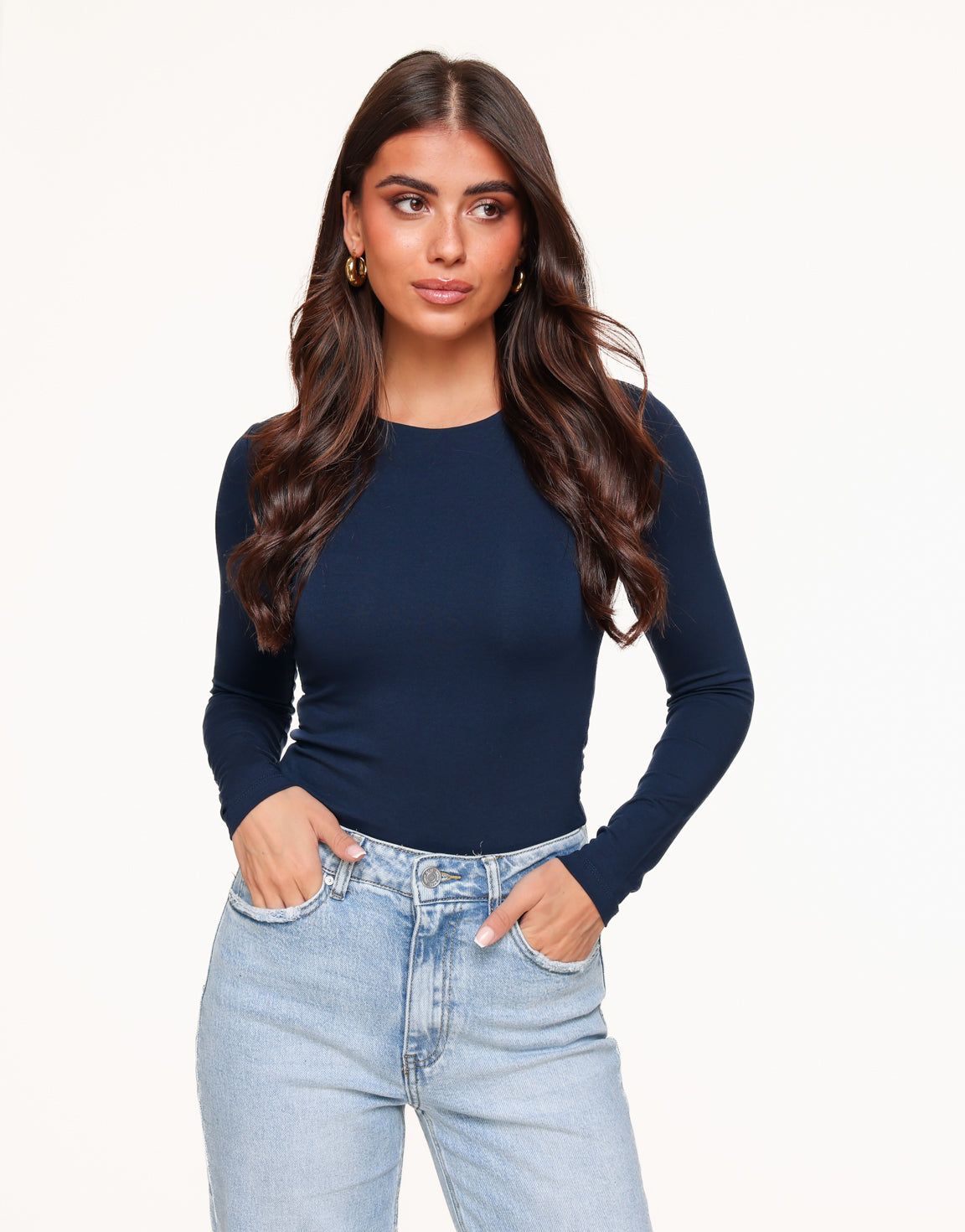 Donkerblauwe Basic LS - Top