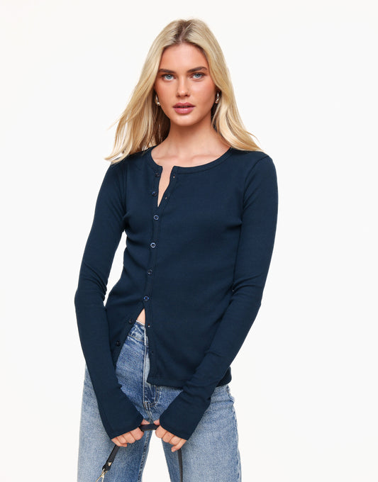 Dark Blue Buttons LS - Top