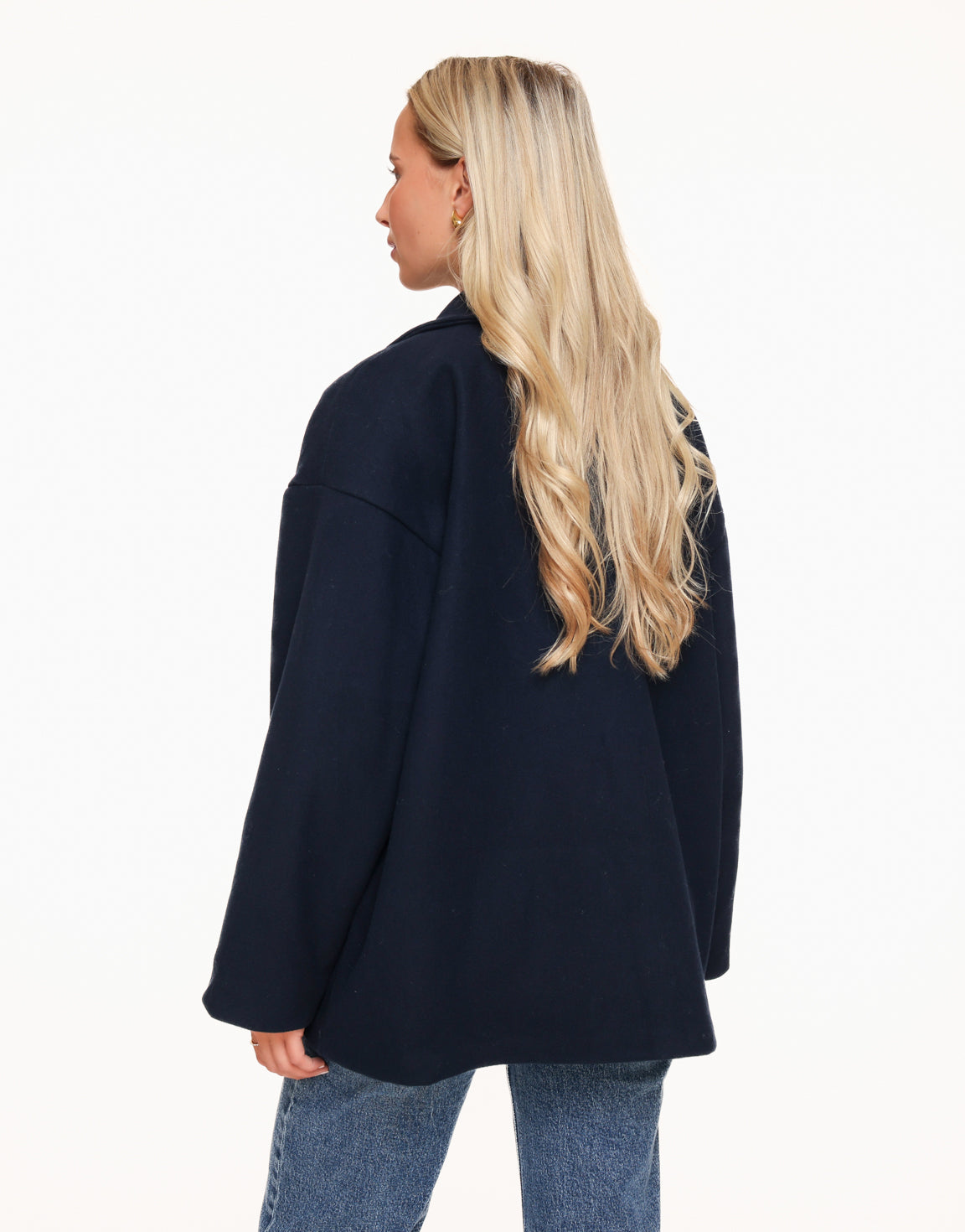 Donkerblauwe Basic Korte Coat - Jas