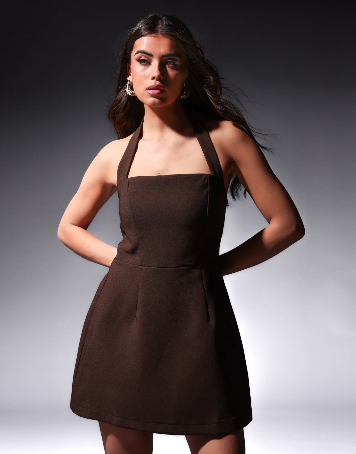 Dark brown Basic Flared - Dress