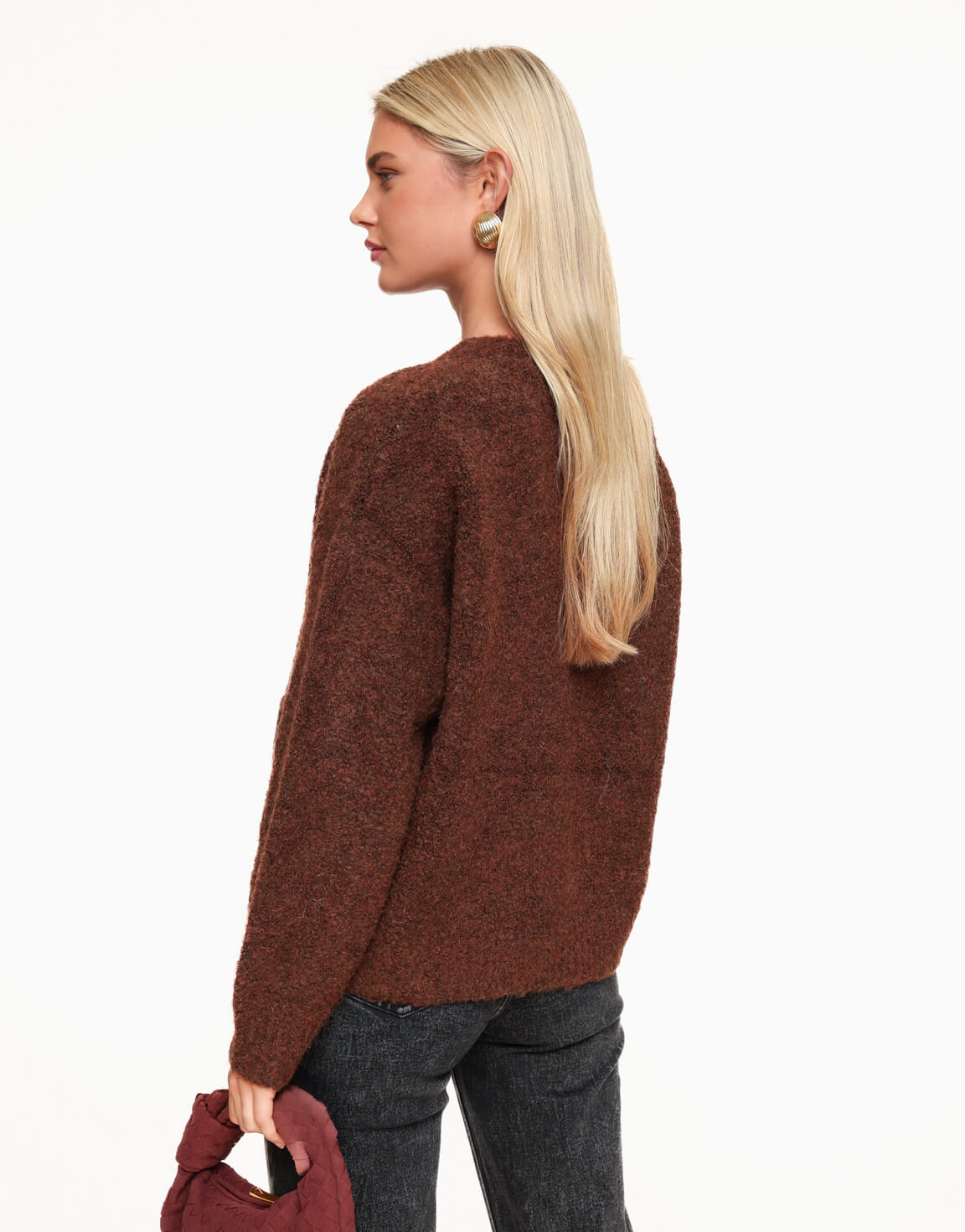 Dark Brown High Neck Knitted - Vest