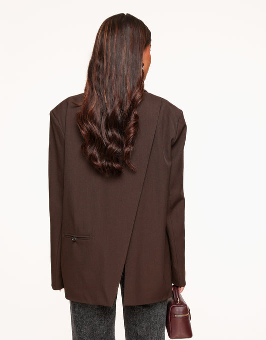 Dark Brown Open Back - Blazer