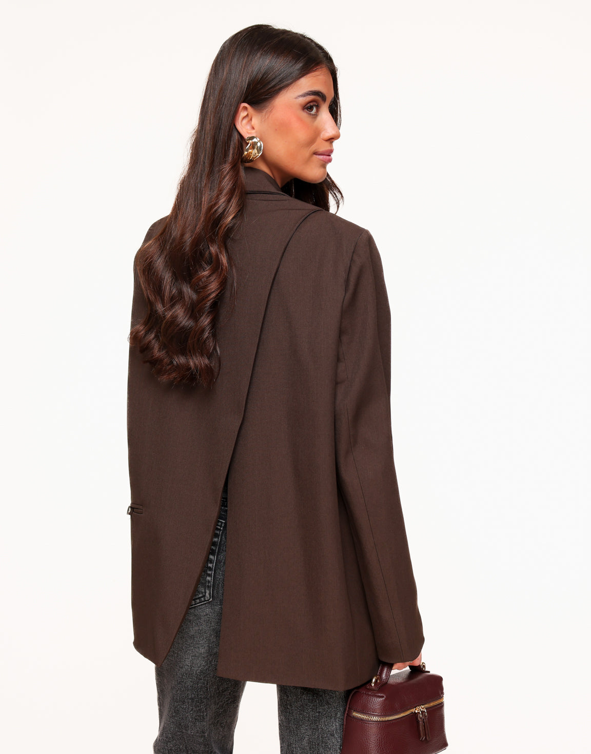 Dark Brown Open Back - Blazer