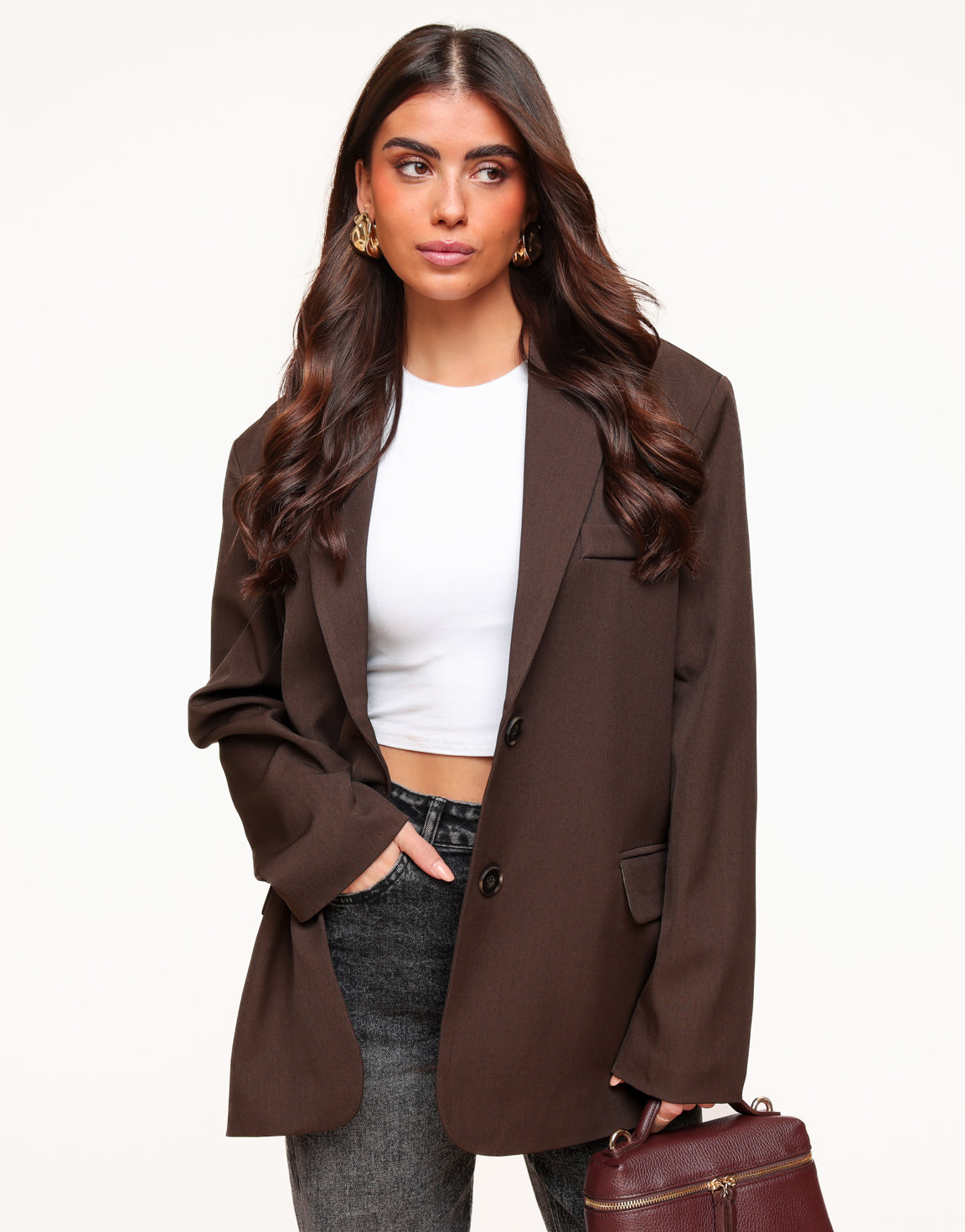 Dark Brown Open Back - Blazer