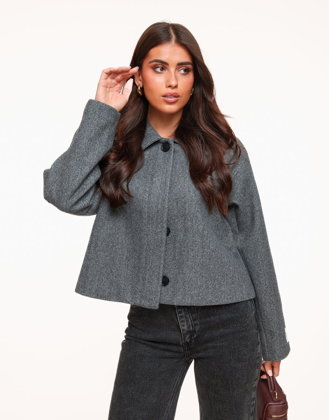 Dark Grey Short STUDIO Coat - Jacket