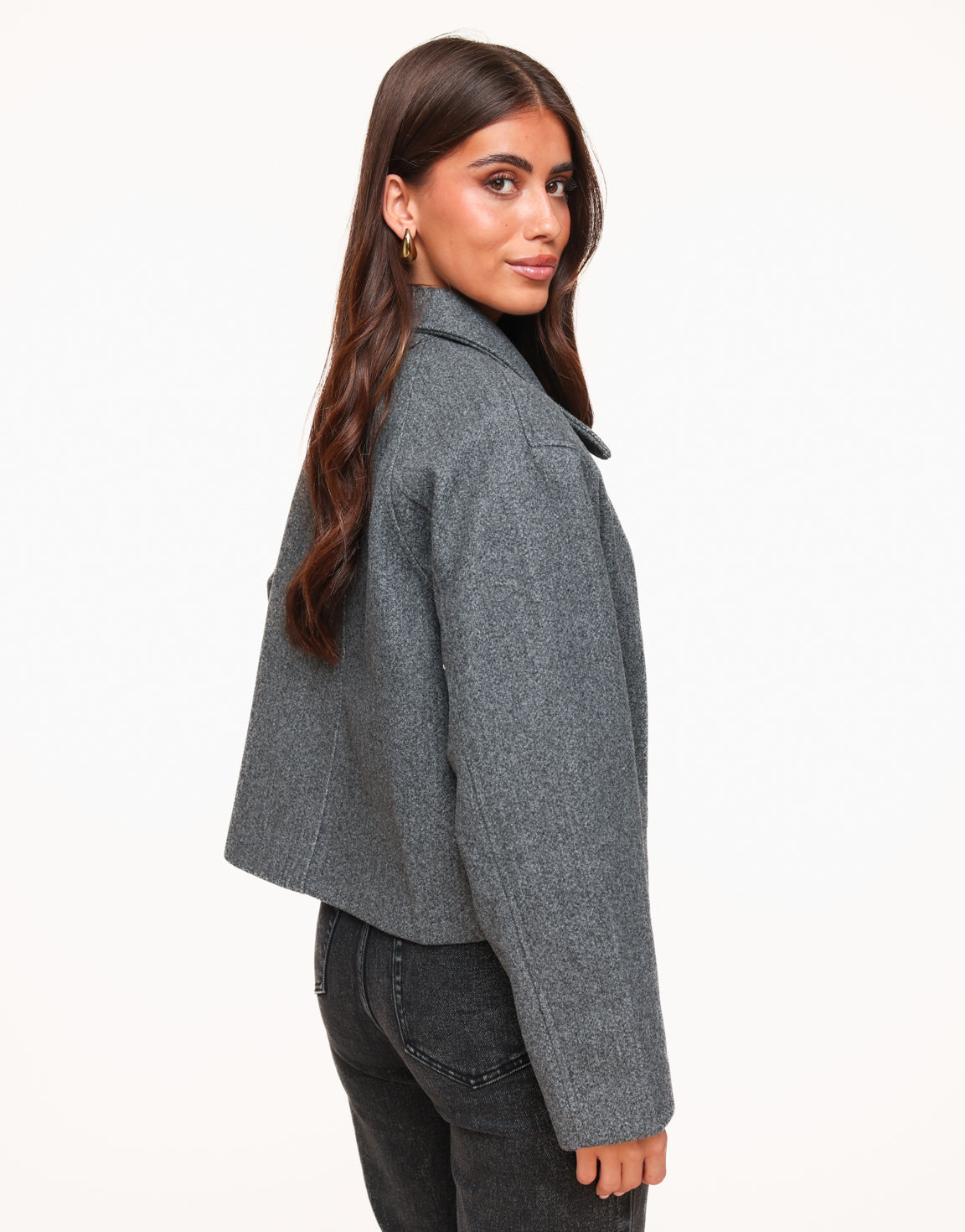 Dark Grey Short STUDIO Coat - Jacket