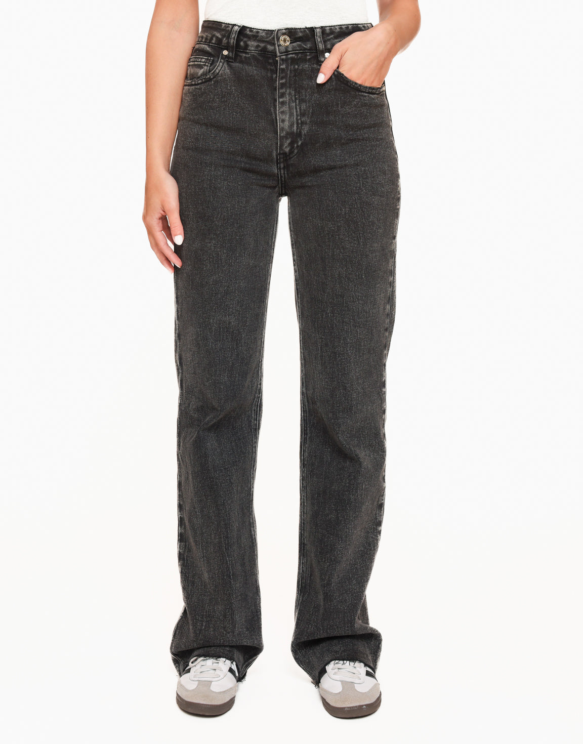 Dark Grey Wide Denim - Jeans