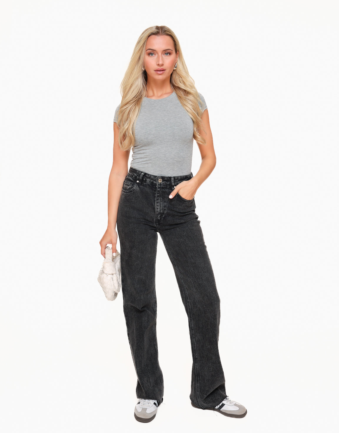 Dark Grey Wide Denim - Jeans