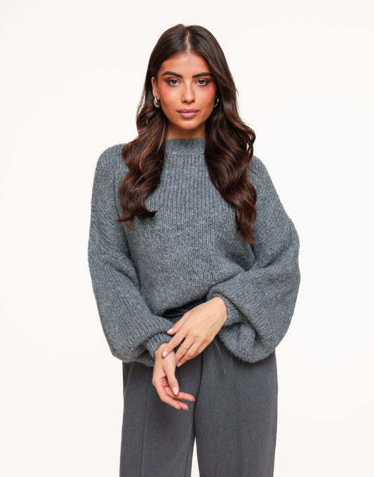 Dark Grey Wool Knitted - Sweater