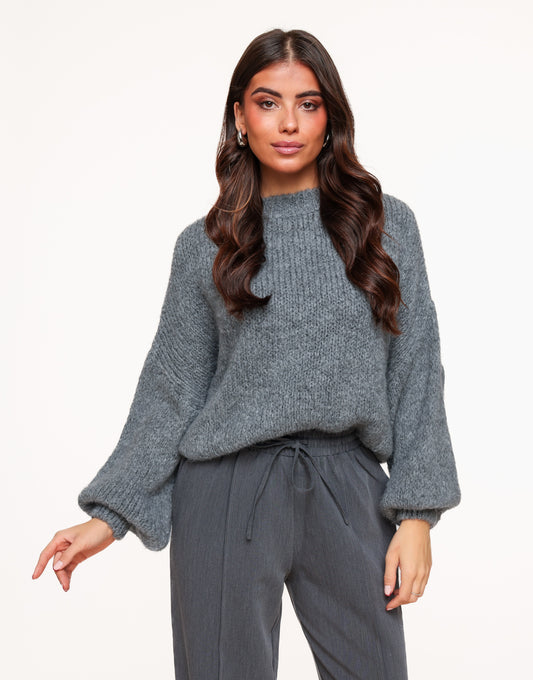 Dark Grey Wool Knitted - Sweater