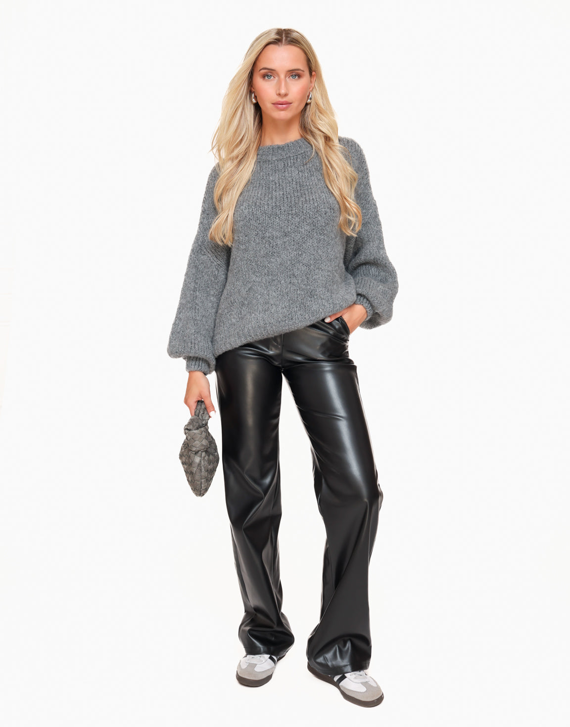 Grijze leren broek hotsell