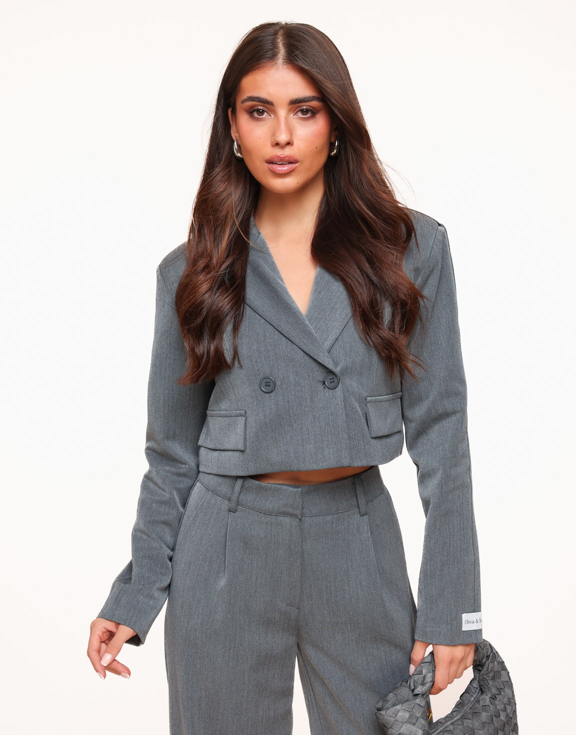 Grijze F/W Edit Cropped LS Blazer - Set