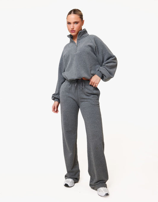 KLEDING-GRIJZE-JOGGING-TRUI-JOGGING-BROEK