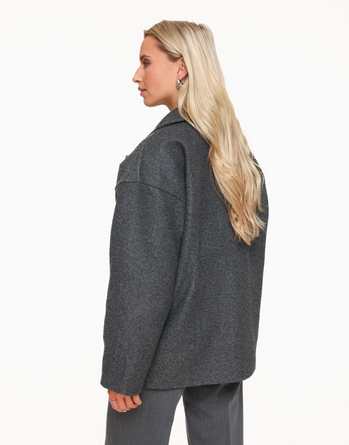 Grijze Basic Korte Coat - Jas