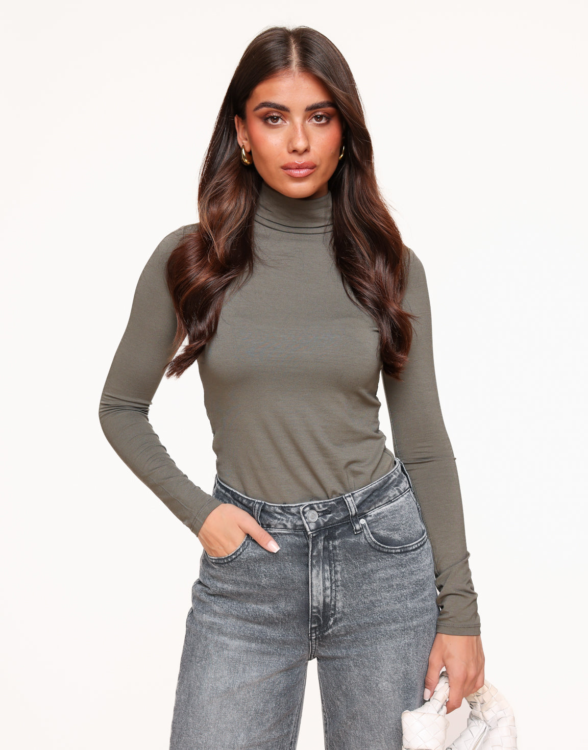 Donker Taupe Basic Col - Top