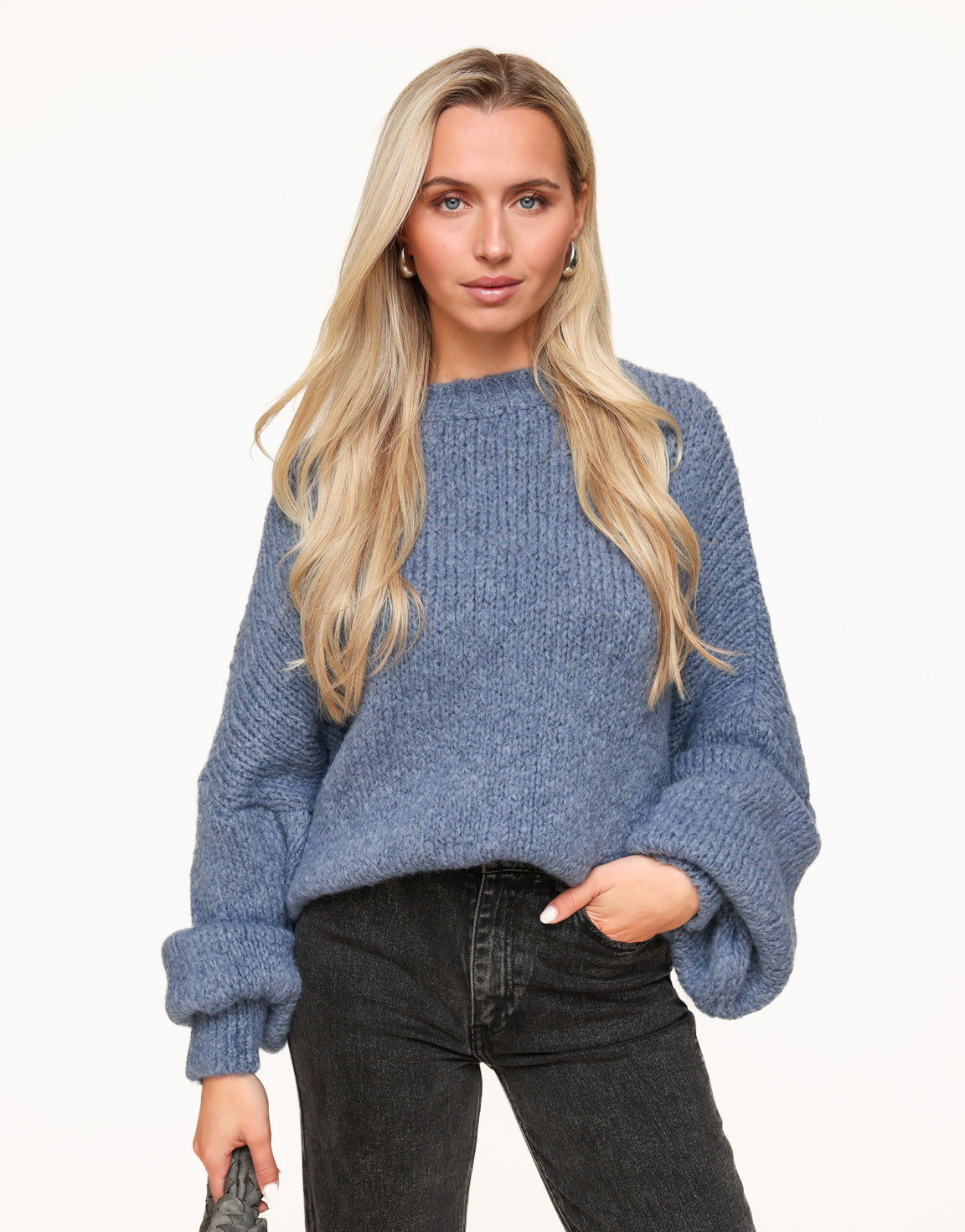 Jeans Blauwe Gebreide Trui Olivia Kate