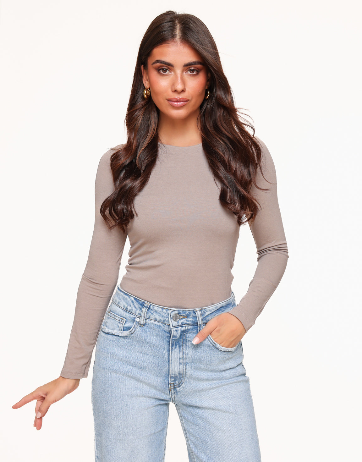 Licht Taupe Basic LS - Top