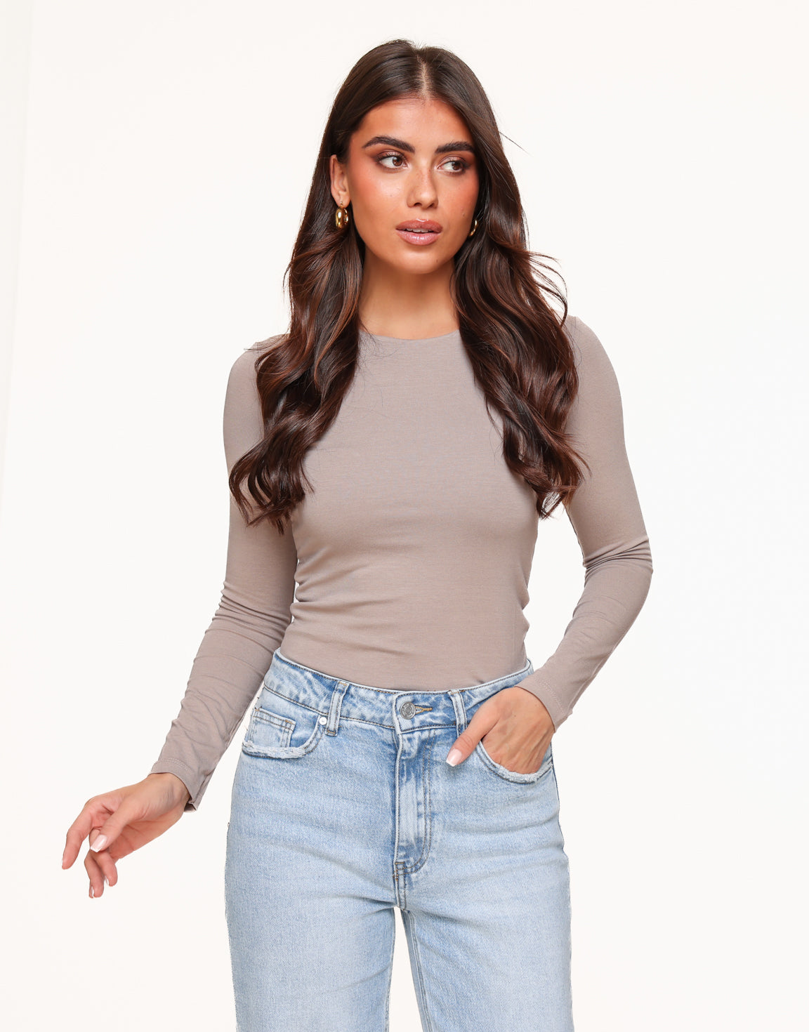 Licht Taupe Basic LS - Top