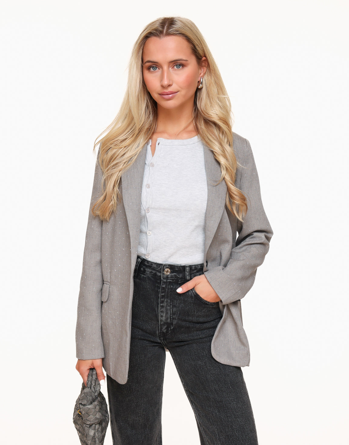 Grey Glitter Stones - Blazer