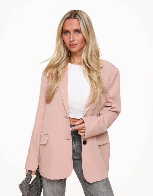 Light Pink Open Back Oversized - Blazer