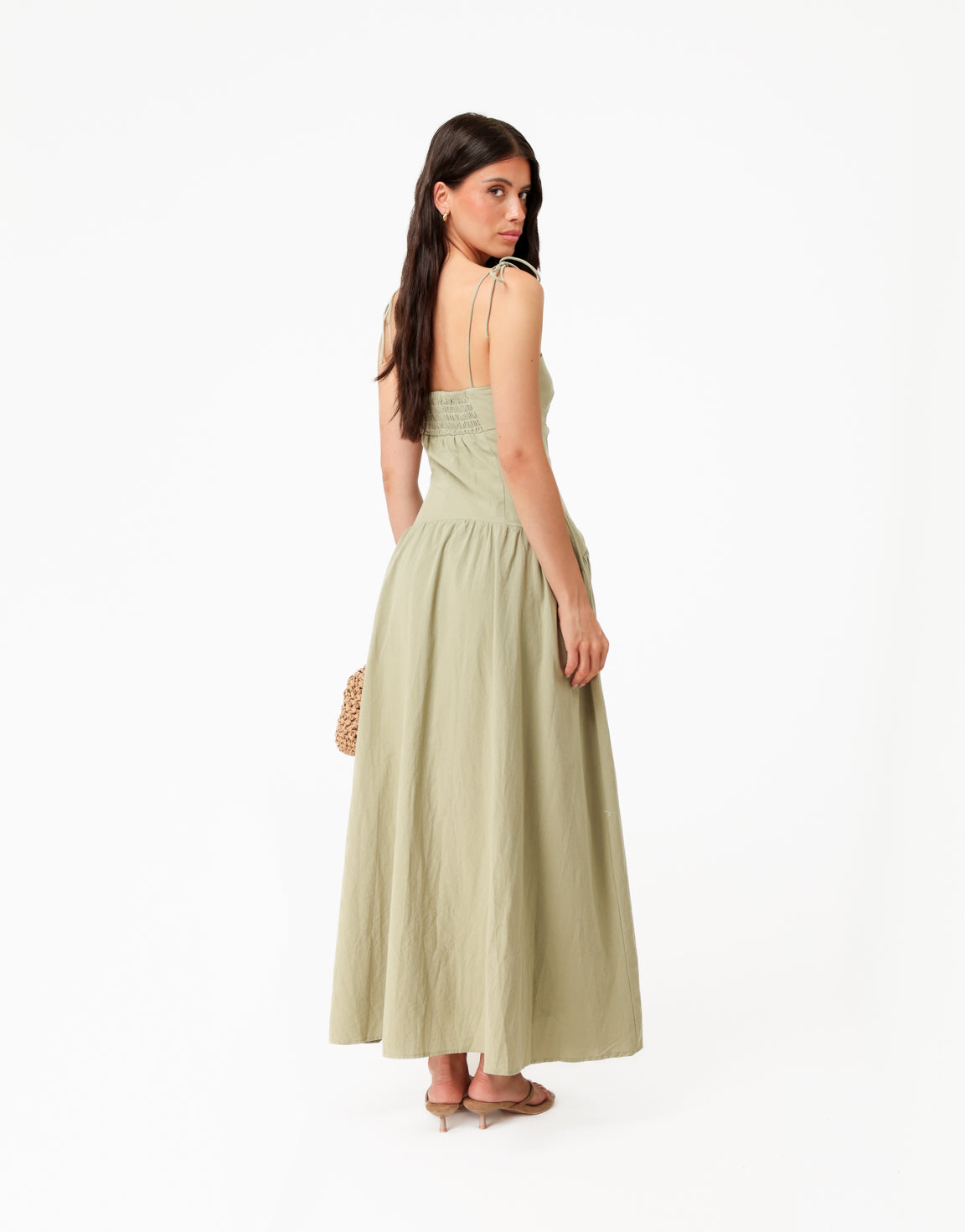 Khaki Mouwloze Maxi - Jurk
