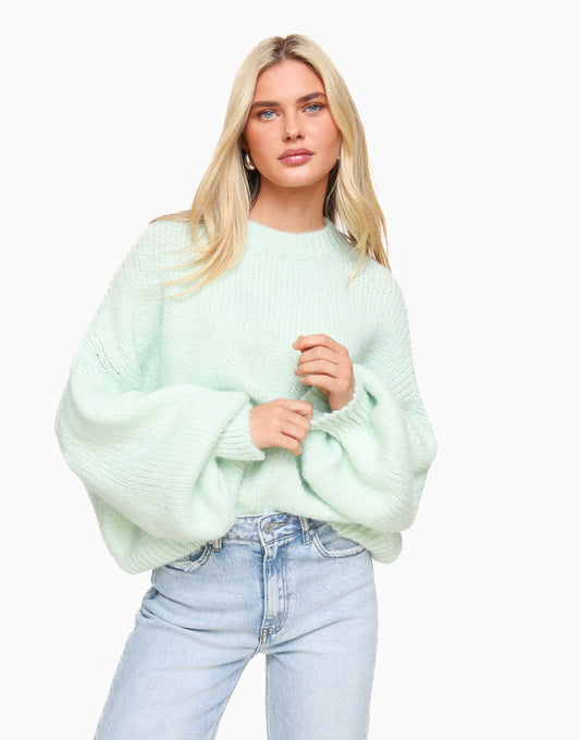 Mintgroene Wool Knitted - Sweater