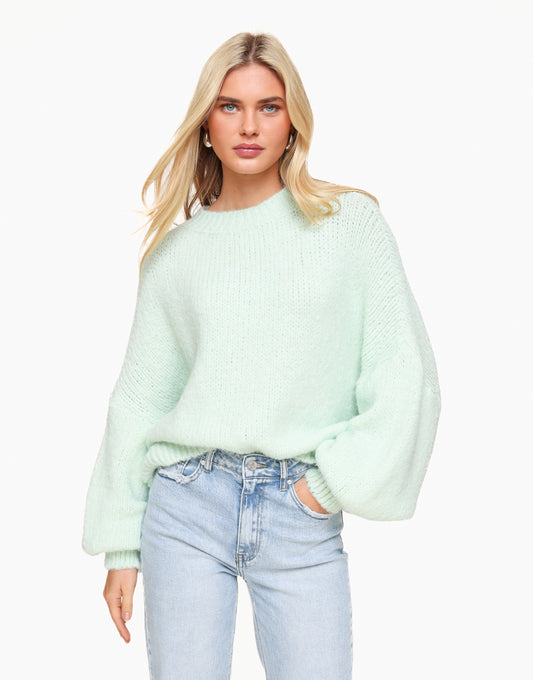 Mintgroene Wool Knitted - Sweater