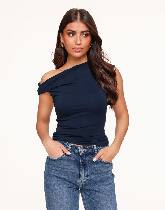 Navy Basic One Shoulder - Top