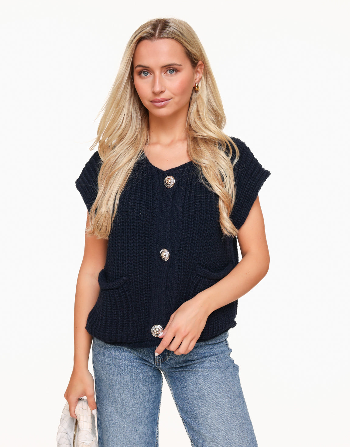 Navy Knitted  SS - Gilet