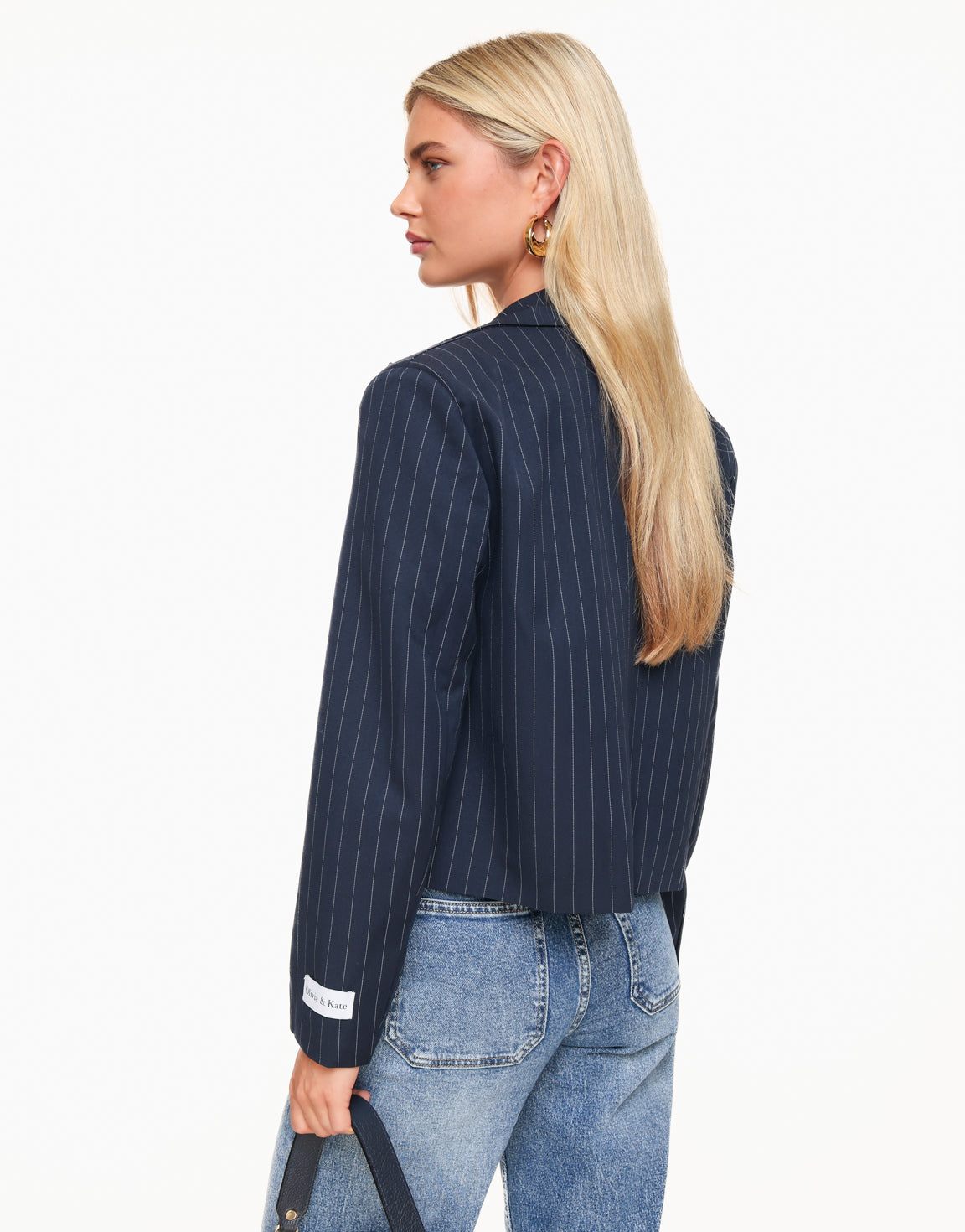 Dark Blue Striped Cropped - Blazer