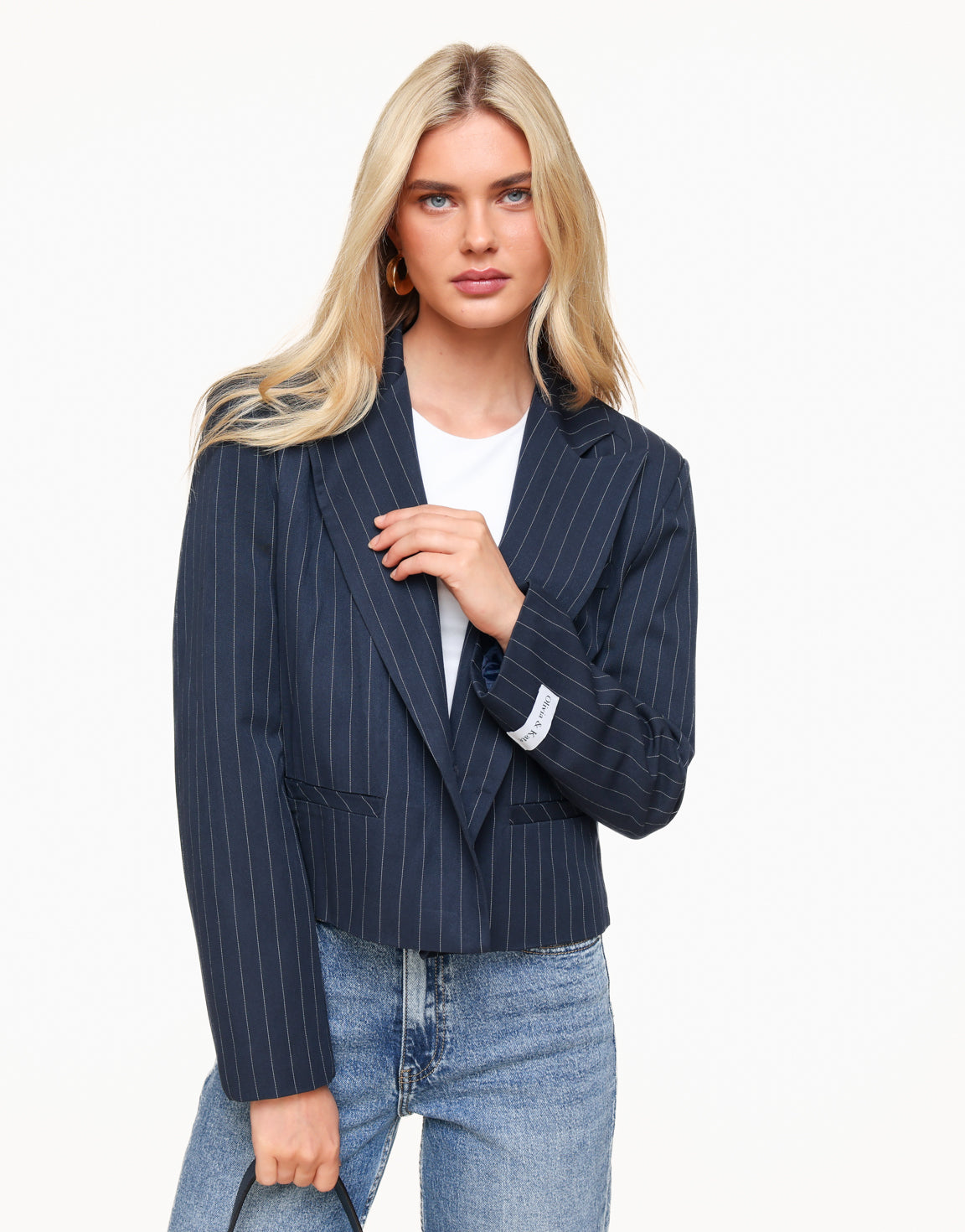 Dark Blue Striped Cropped - Blazer