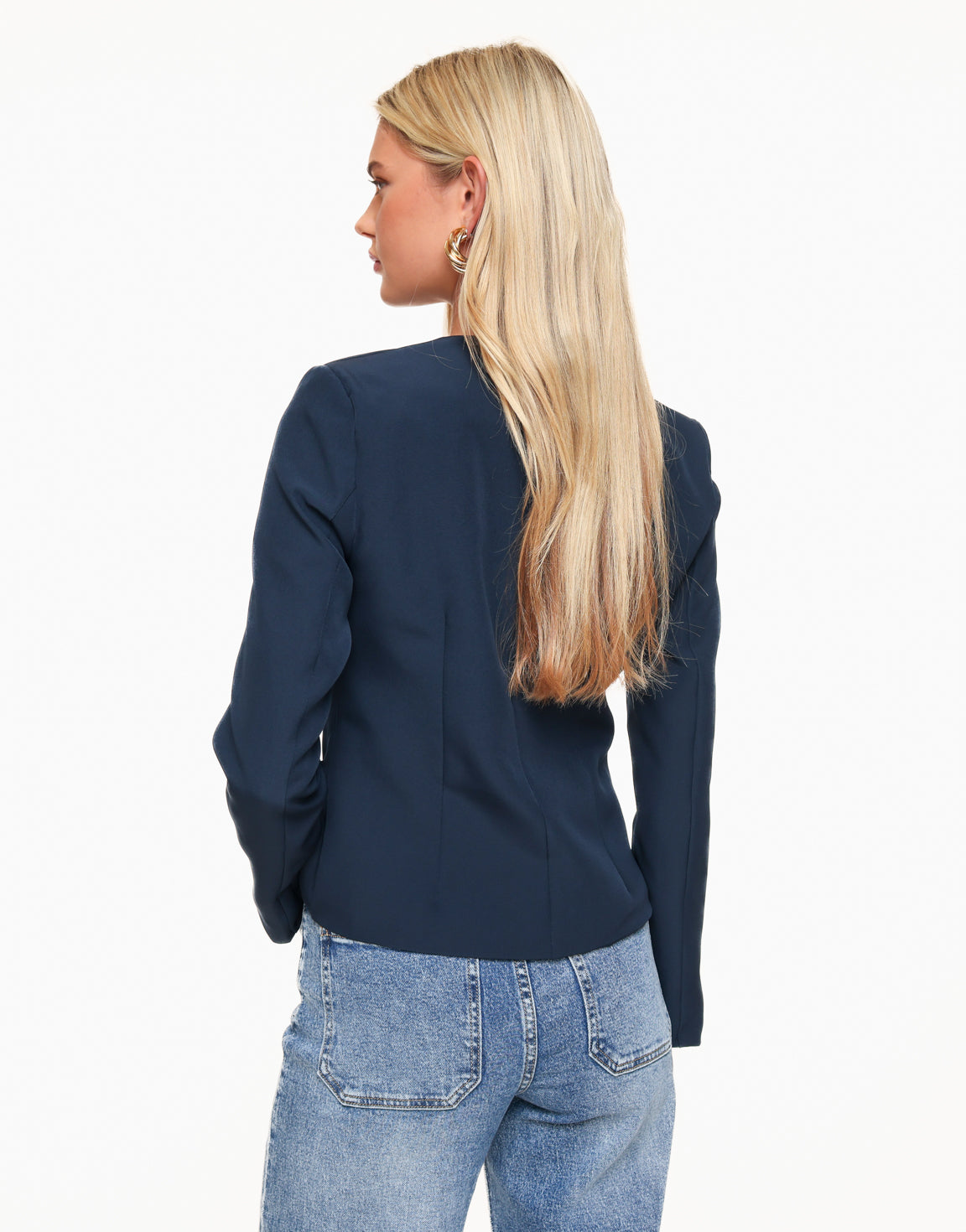 Navy Hoge Knopen LS - Top