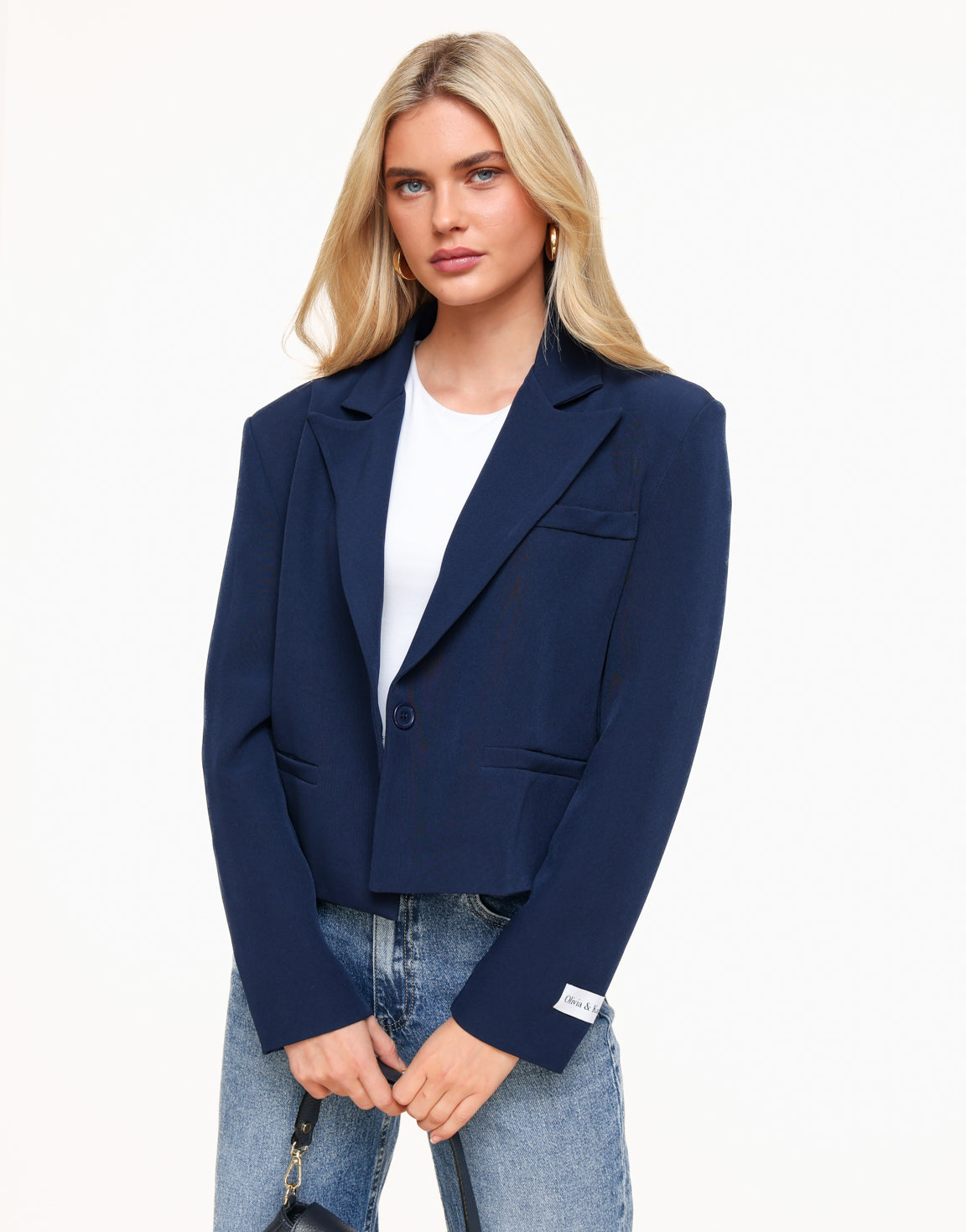 Donkerblauwe Cropped - Blazer