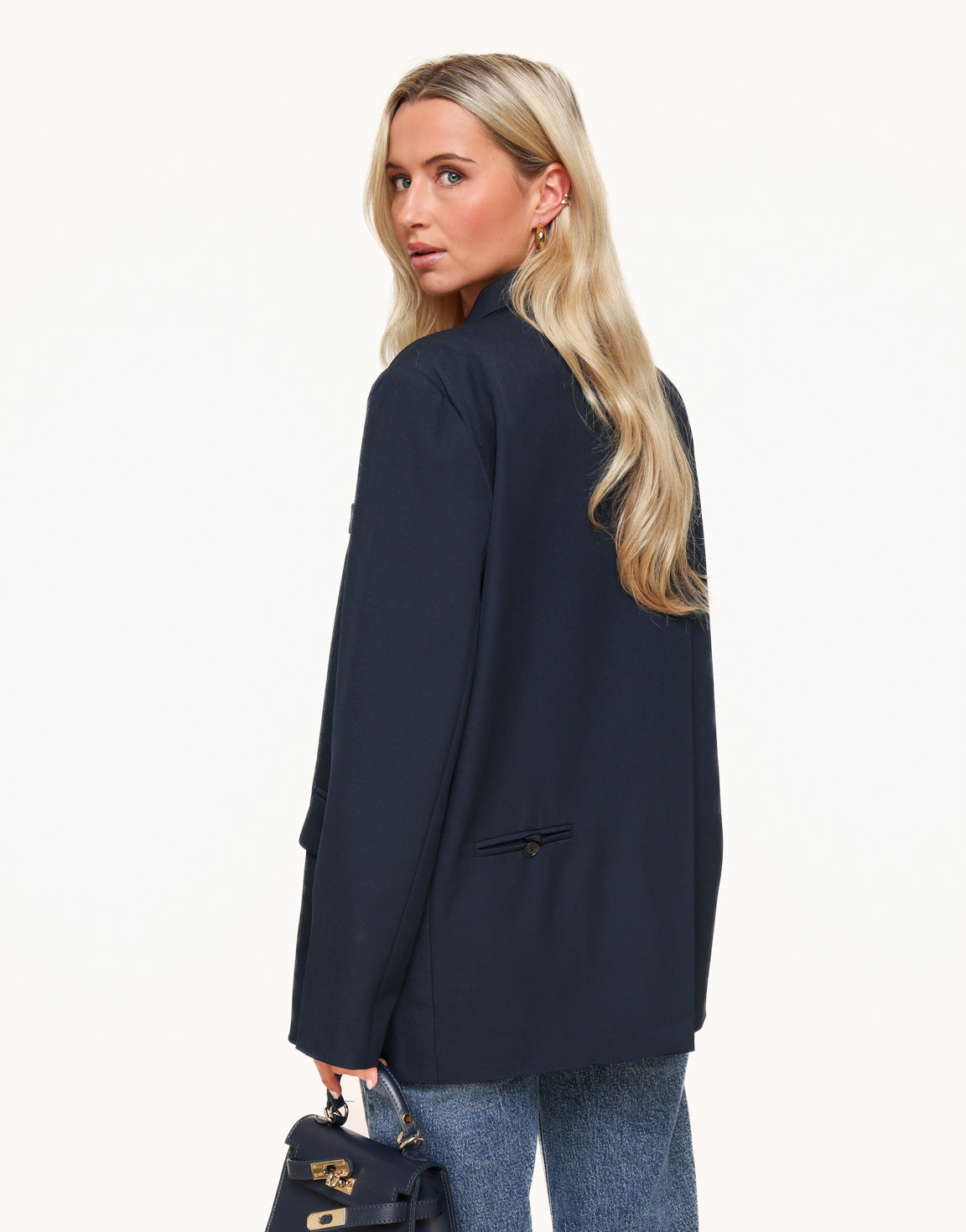 Navy Open Back Oversized - Blazer