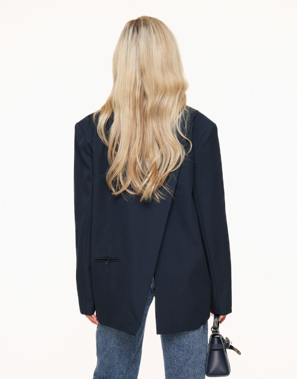 Navy Open Back Oversized - Blazer