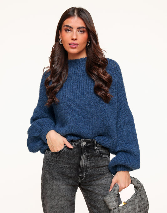 Navy Wool Knitted - Sweater